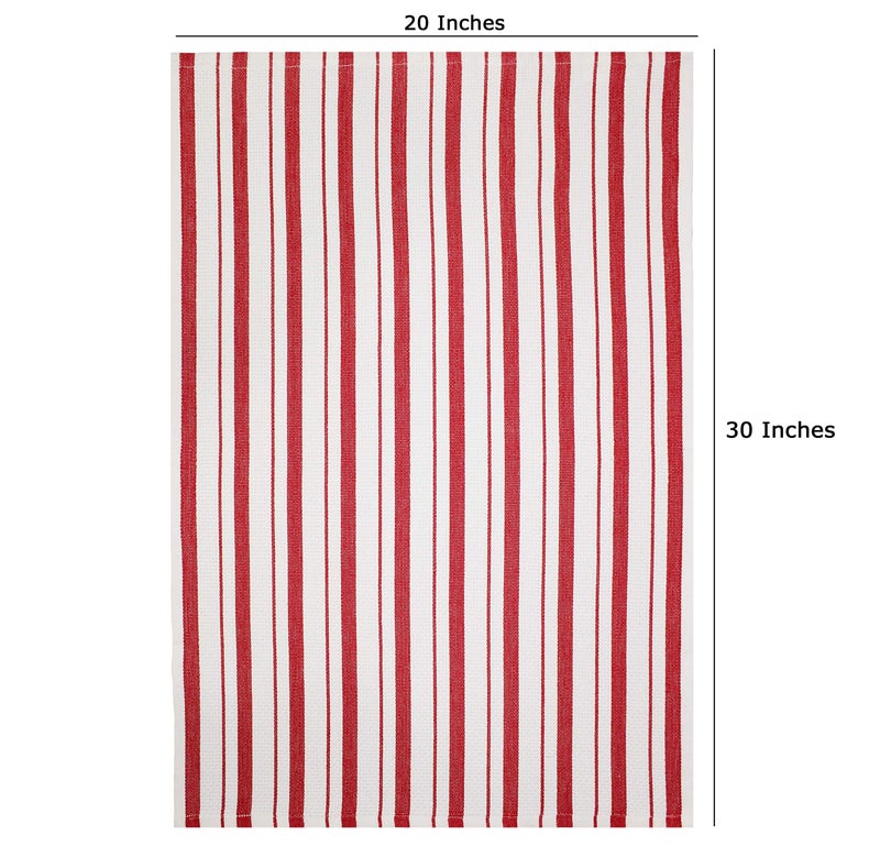 COTTON CRAFT Oversized Kitchen Towels - 4 Pack 100% Cotton Basketweave Tea Dish Towels - Absorbent Reusable Low Lint Quick Dry - Cooking Drying Restaurant Bar Cleaning Cloth Napkin -20x30 Red Stripe - Image 2